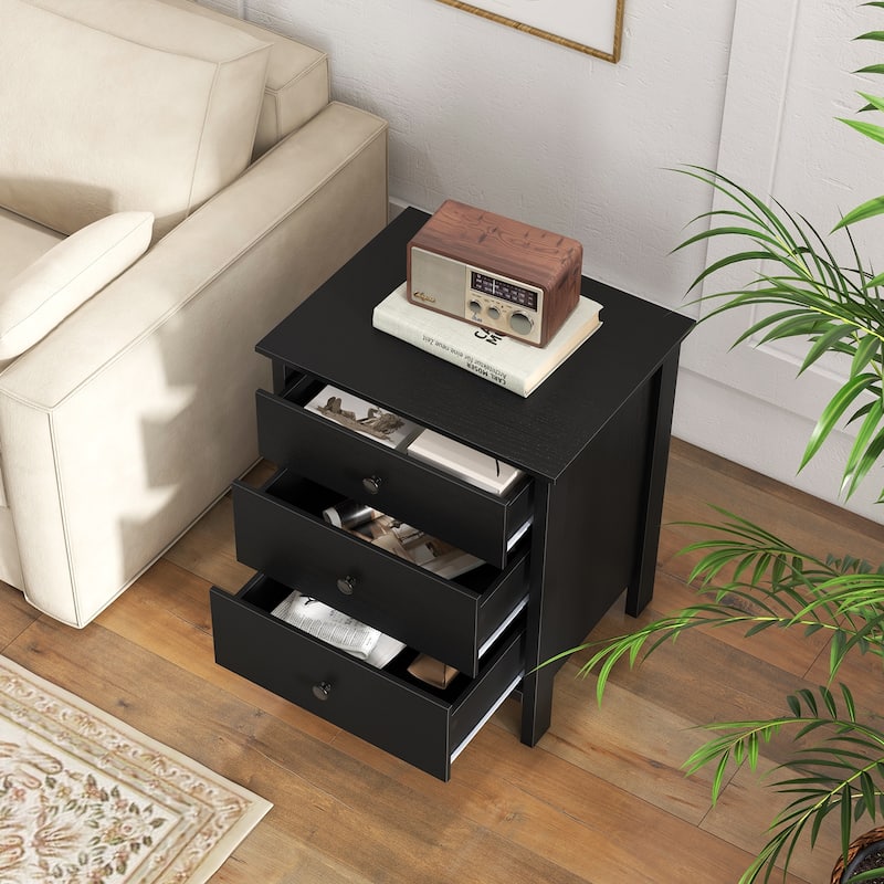 Modern 3-Drawer Nightstand Bedside Table with Storage Space - 22" x 18" x 26"