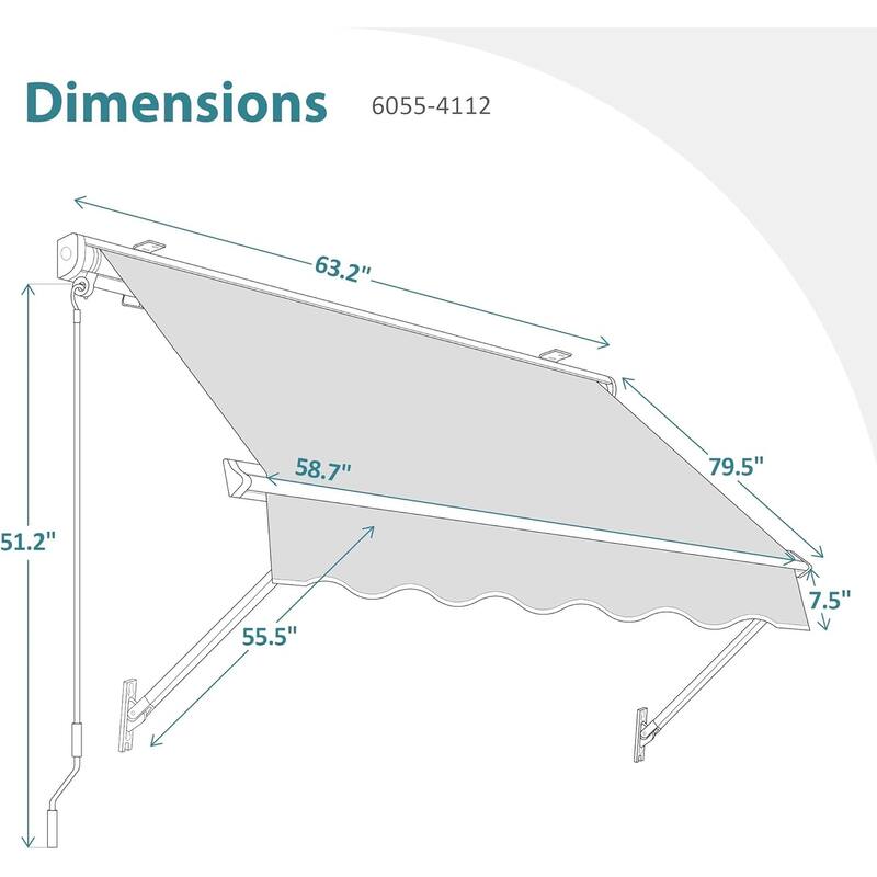 MCombo Patio Window Awnings 65''x80'', Fully Assembled Manual Retractable Sunshade Canopy