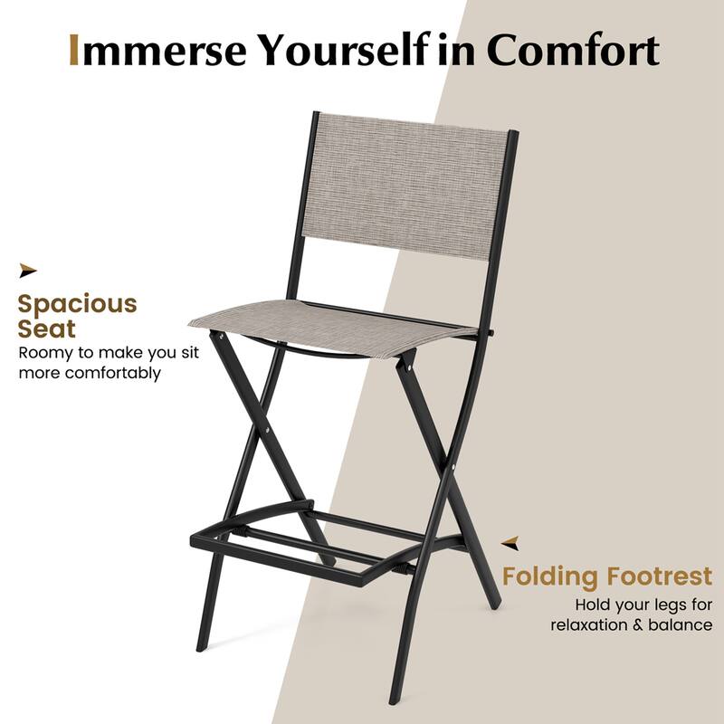 Costway Set of 4 Outdoor Bar Chair Folding Bar Height Stool with Metal - See Details