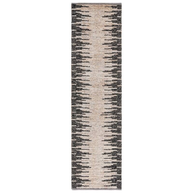 SAFAVIEH Handmade Natural Fiber Eliette Boho Jute & Wool - 2' 3" x 8' - Light Grey/Black - Runner