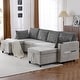 preview thumbnail 15 of 33, Multifunctional Sectional Sofa Bed with Pull-Out Sleeper, Dual Storage Chaises, USB Ports and Cup Holders for Living Room