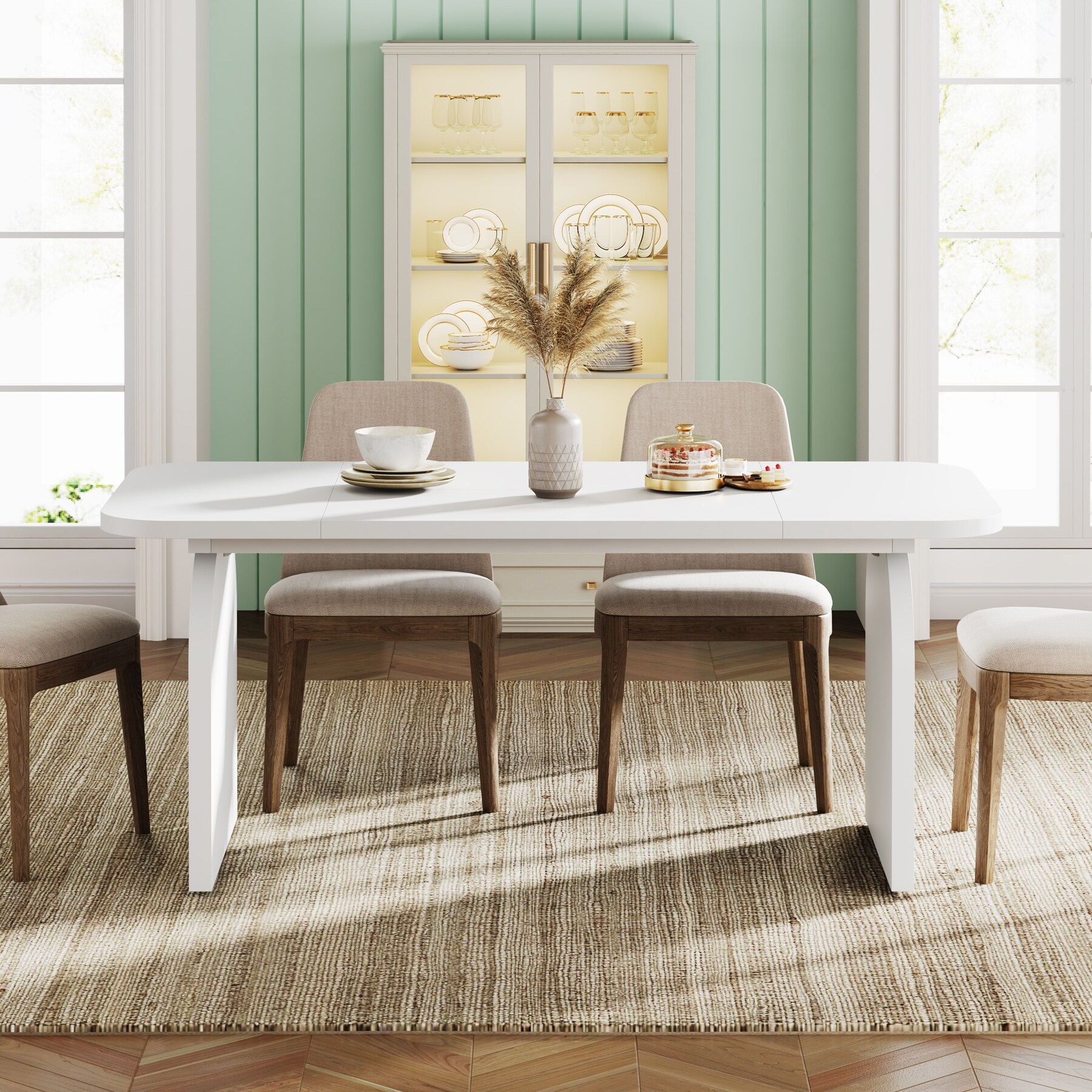 63-inches Retro Wood Dining Table for 4- 6 People - Bed Bath