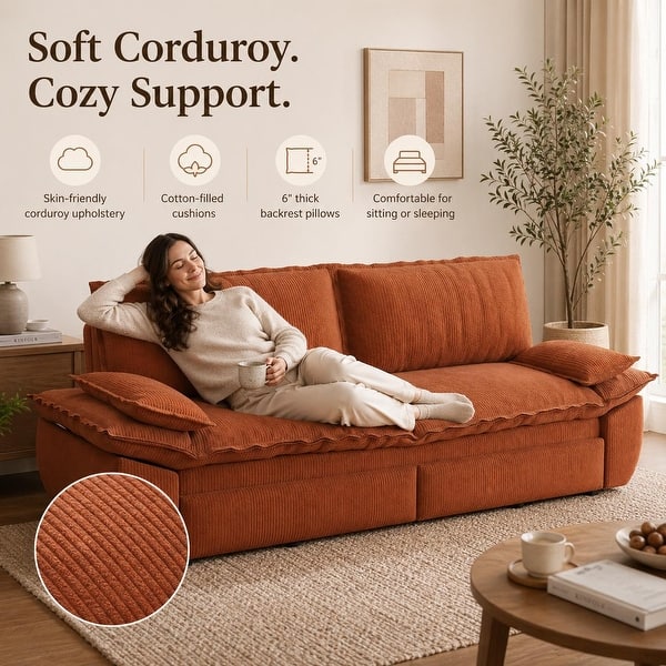 Homy Casa Queen/King 3-in-1 Corduroy or Velvet Sleeper Couch - On Sale - Bed Bath & Beyond