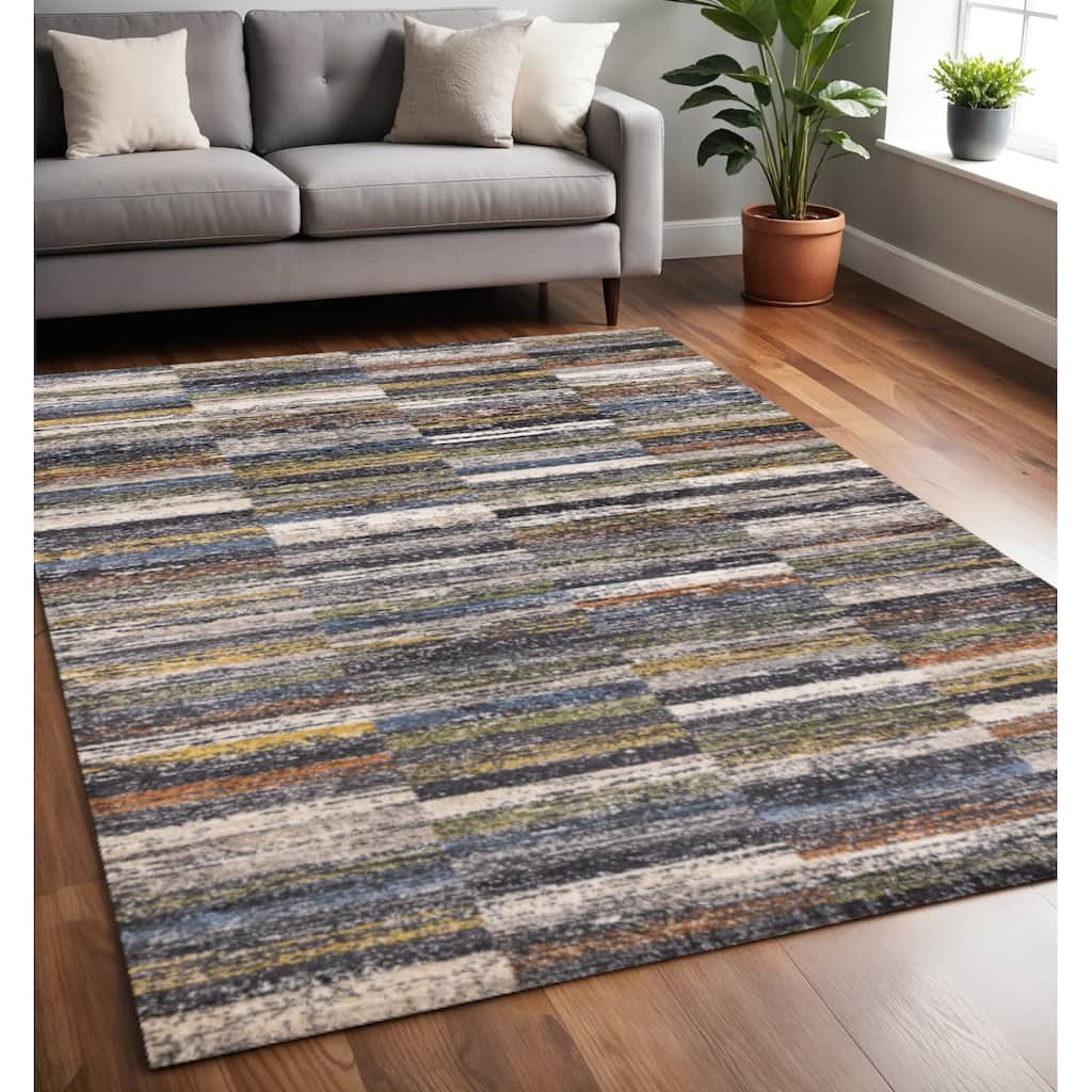 HomeRoots Abstract Modern Rectangle Area Rug - 5' X 8'