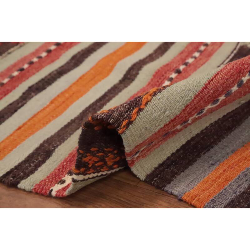 Hand Woven Oriental 100% Wool Carpet Southwestern Tribal Multi-Colored Kilim Area Rug - 8' 7'' X 4' 8''