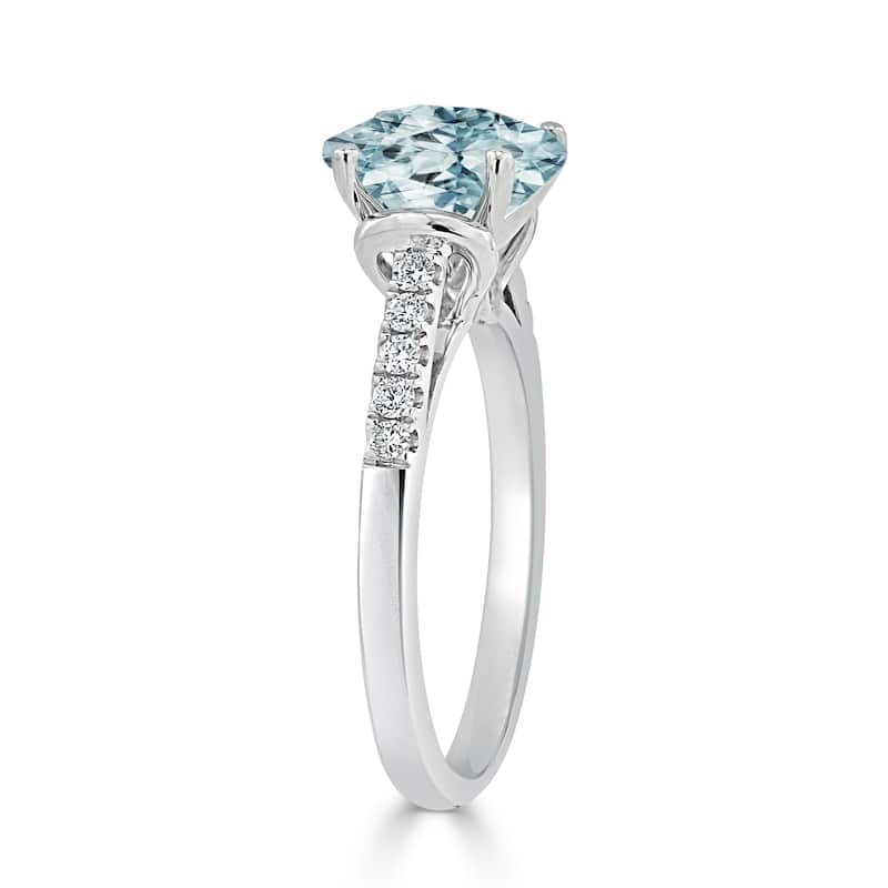 Auriya 1 1/5ct Fancy Oval Aquamarine and Diamond Engagement Ring 1/6ctw 14k Gold