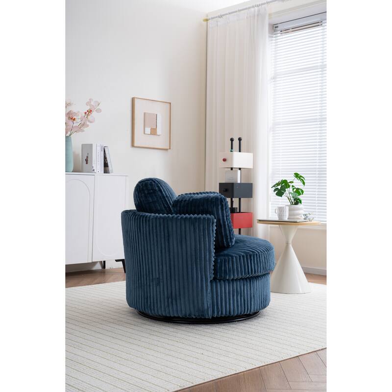 Corduroy Swivel Chair with 4 Pillows