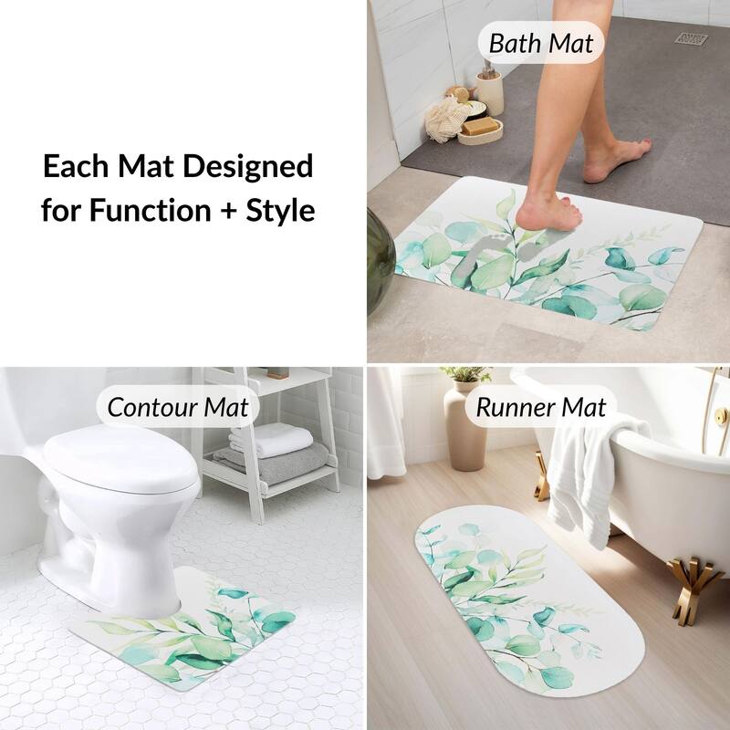 Decorative 3-Piece Bath Mat Set Includes Standard, Runner, and Contour