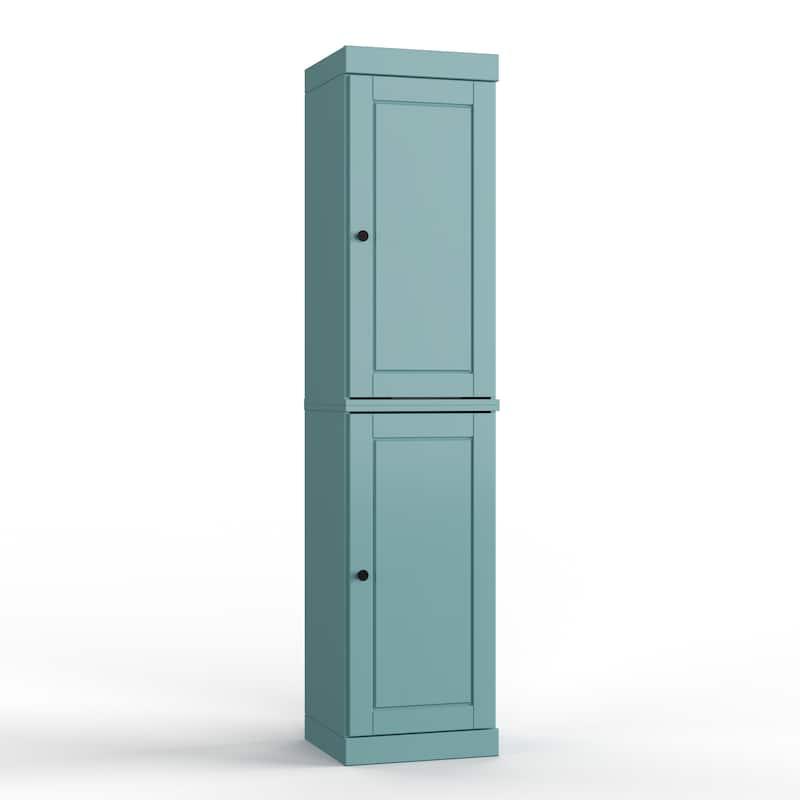 100% Solid Wood Tall Freestanding Bathroom Linen Cabinet with Doors, Adjustable Shelves, Modular Storage, 16.5" W x 71.5" H