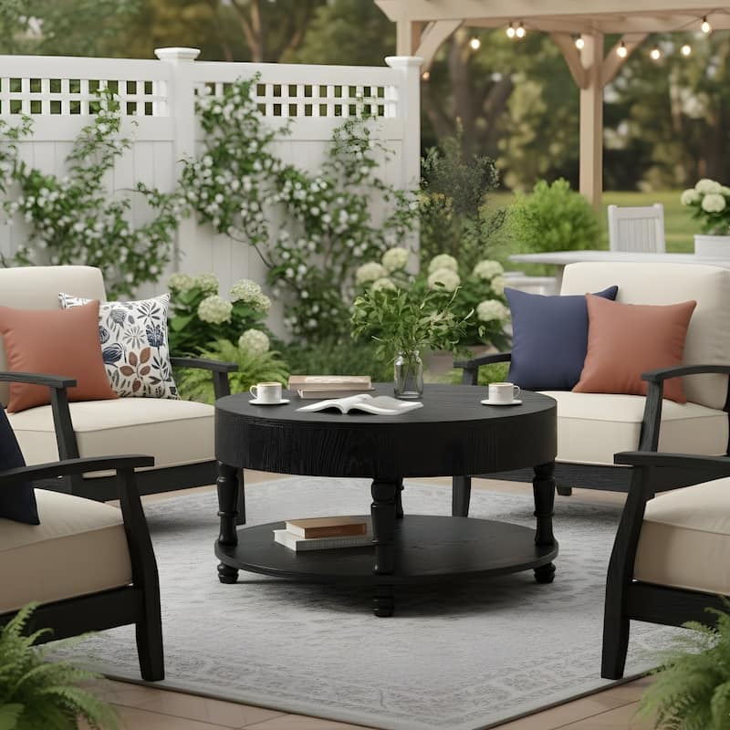 31.5" Modern Round Flip-top Coffee Table with Hidden Compartment