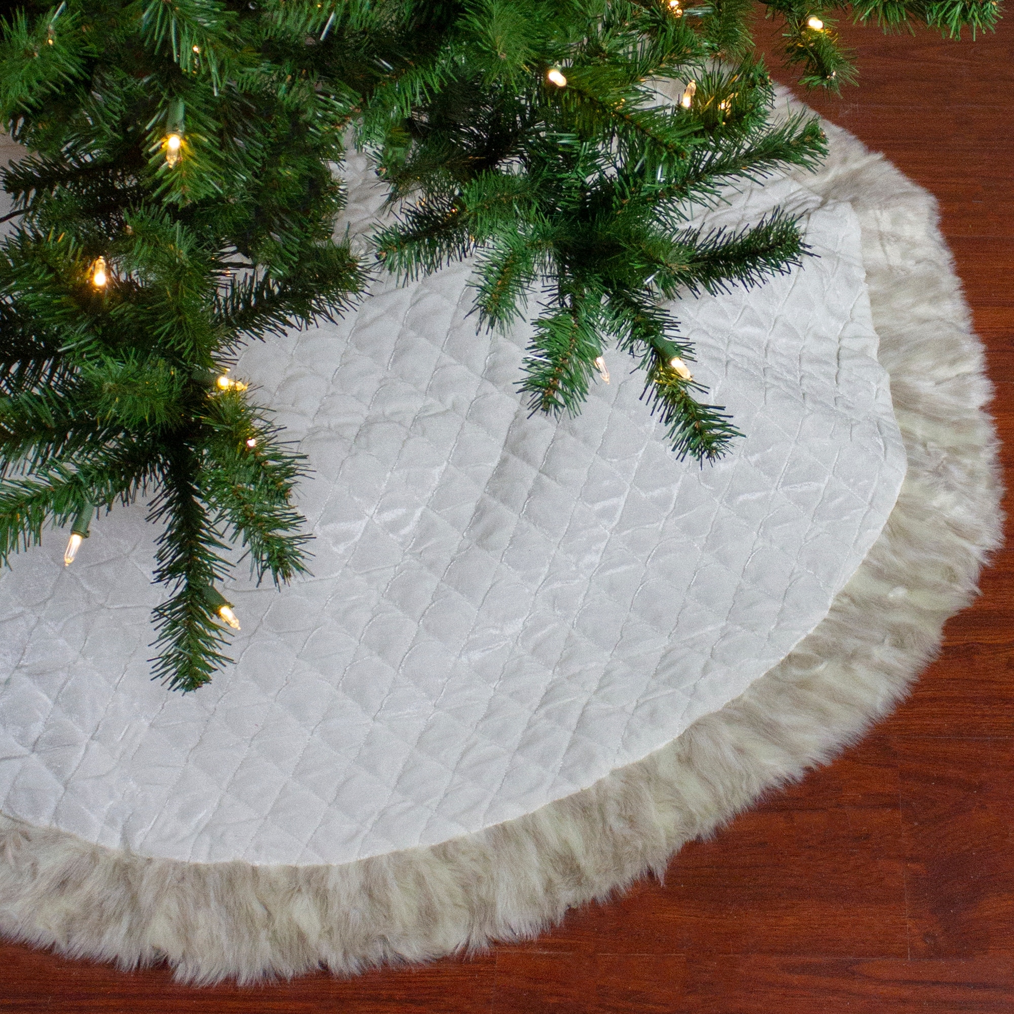 48" Beige and Ivory Contemporary Christmas Tree Skirt