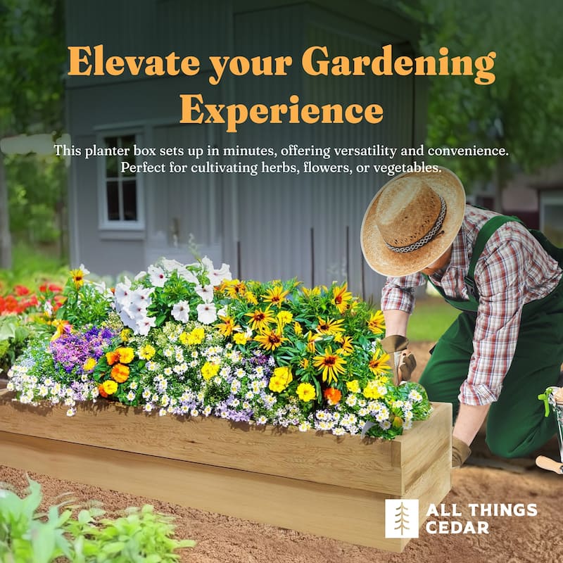 All Things Cedar 6x2 Ft Elevated Garden Box with Stackable and Expandable Design - 26
