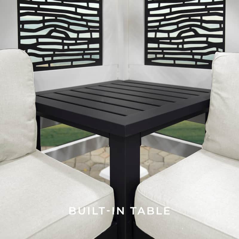 Backyard Discovery Ridgedale 12x8 Steel Cabana Corner Pergola, Seating
