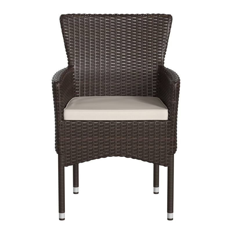 Indoor/Outdoor Wicker Wrapped Steel Frame Patio Chairs & Cushions