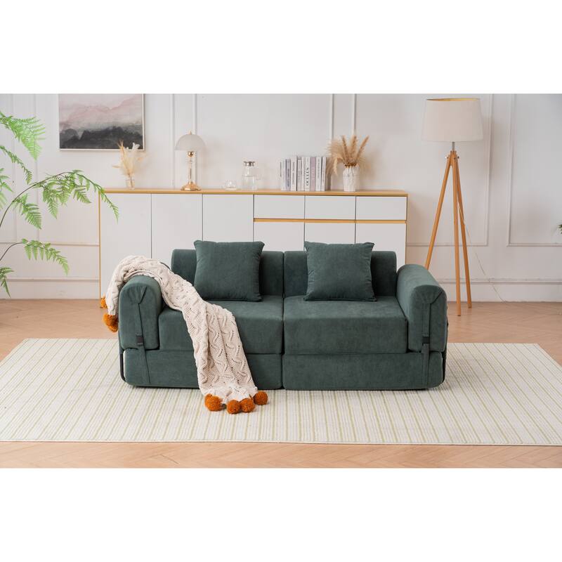 Folding Chaise Longue Sofa Fold Out Loveseat Floor Couch, Convertible Sleeper Sofa Bed Modular Leisure Sofa