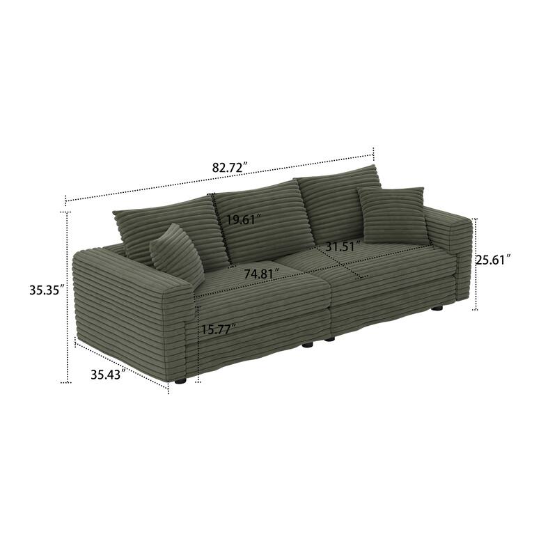 Modern Corduroy Fabric Upholstered Sofa Couch