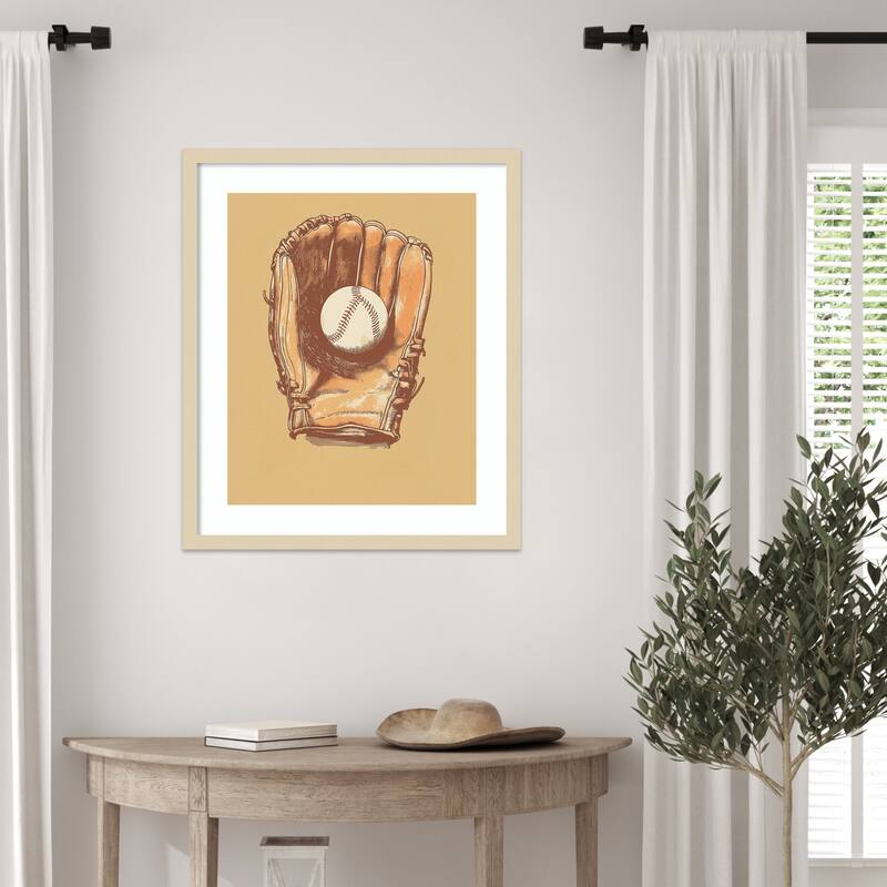 Baseball Glove by Andreas Magnusson Wood Framed Wall Art Print