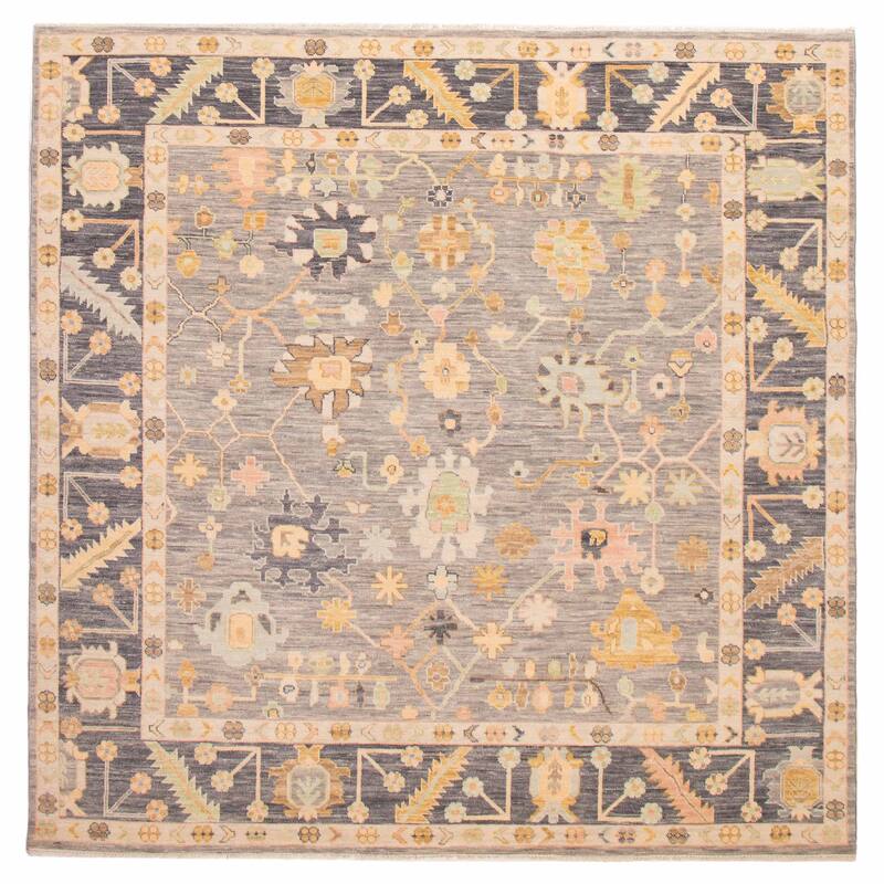 ECARPETGALLERY Hand-knotted Modern Oushak Grey Wool Rug - 10' 2" x 10' 2" - Grey - 10' 2" x 10' 2" - Square