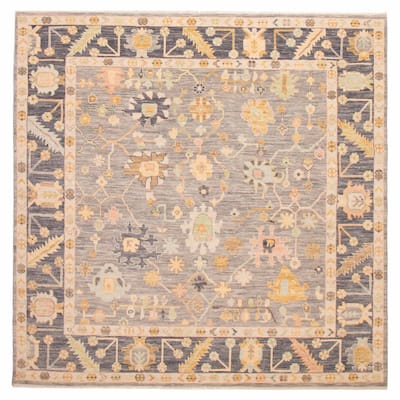 ECARPETGALLERY Hand-knotted Modern Oushak Grey Wool Rug - 10' 2" x 10' 2"
