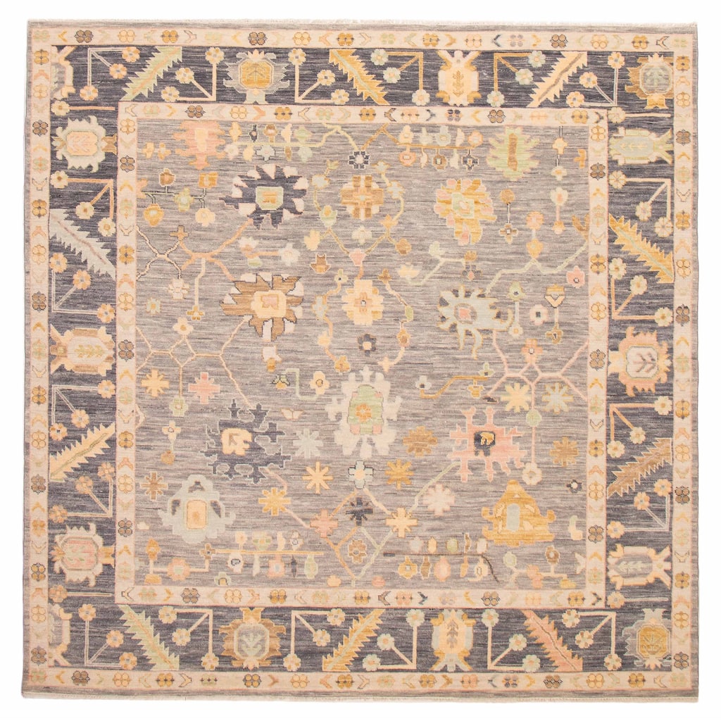 ECARPETGALLERY Hand-knotted Modern Oushak Grey Wool Rug - 10' 2" x 10' 2"
