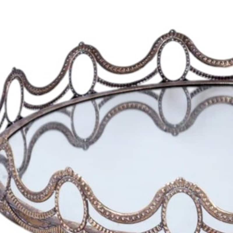 HomeRoots Set of Two Gold Round Ornate Framed Accent Mirrors - 19.50 in. x 19.50 in. x 3.50 in.
