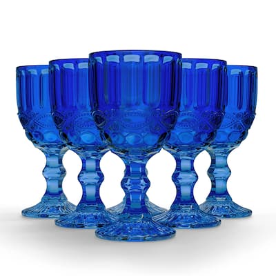 Elle Decor Set of 6 Colored Vintage Wine Glasses - 8.4 oz.