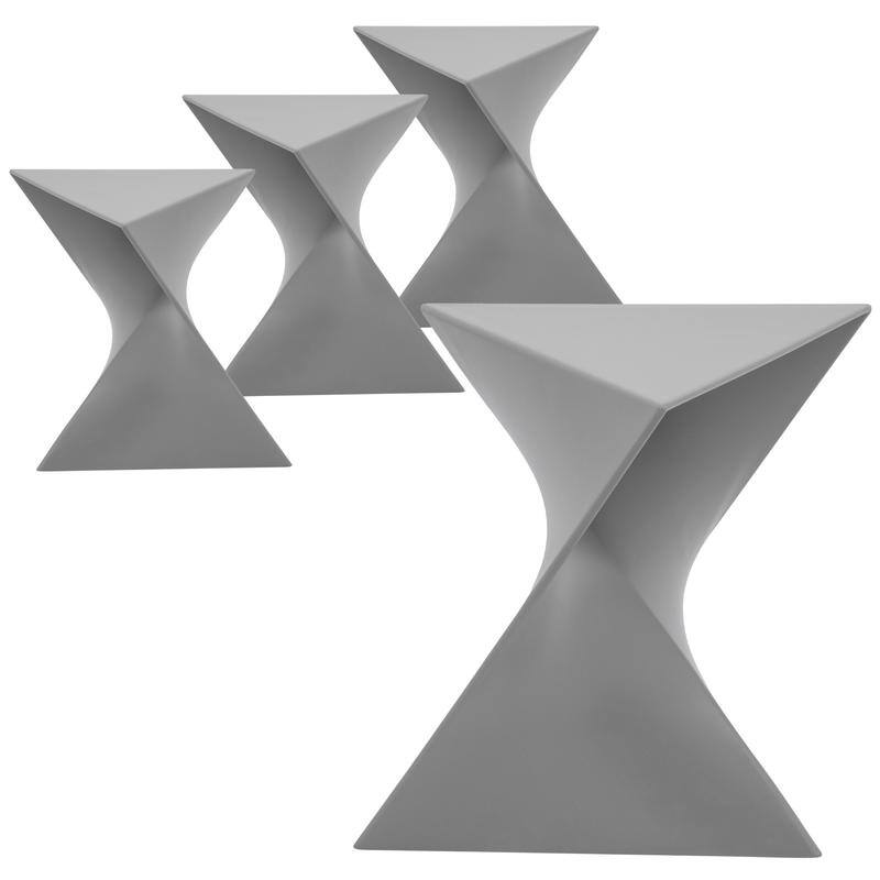 Randolph Modern Indoor Lightweight Side Table with Triangular Curved Design Accent End Table for Home Living Room or Bedroom - Set of 4 - Grey