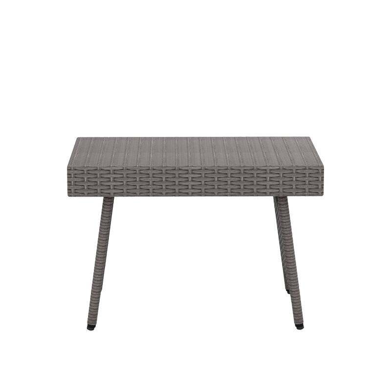 Peader Outdoor Wicker Adjustable Collapsible Folding Table