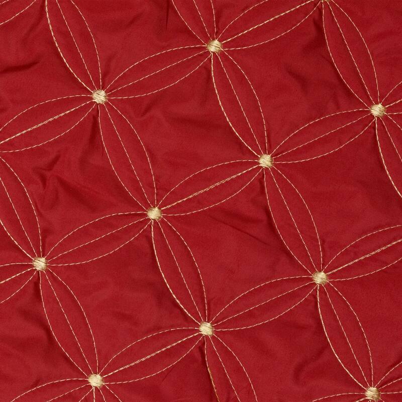 Round Quilted Christmas Tree Skirt - 72“ - Red