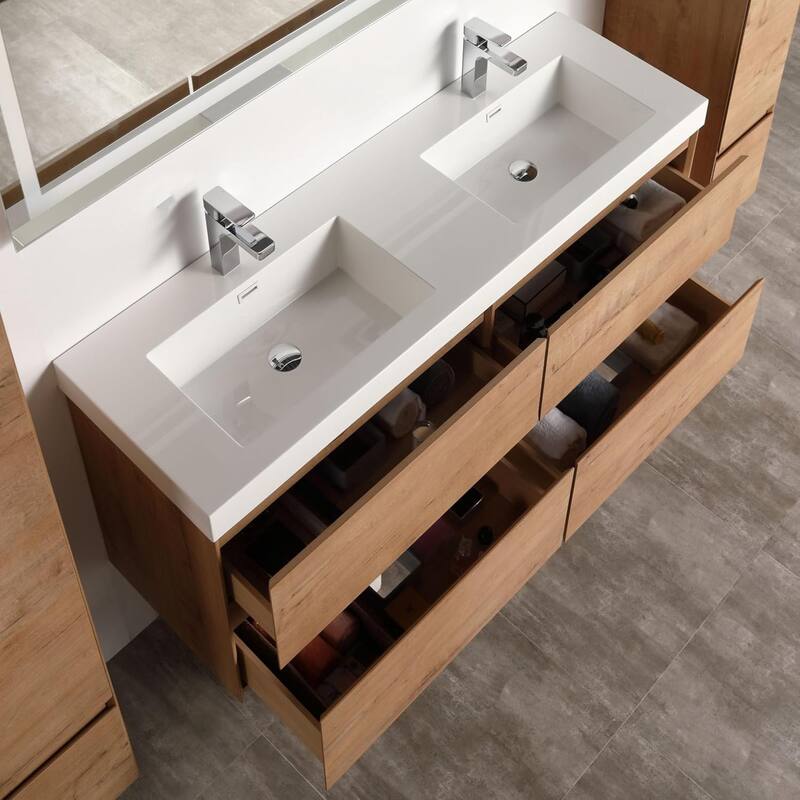 Blossom Wall Mounted Floating Bathroom Vanity with Double Acrylic Sink