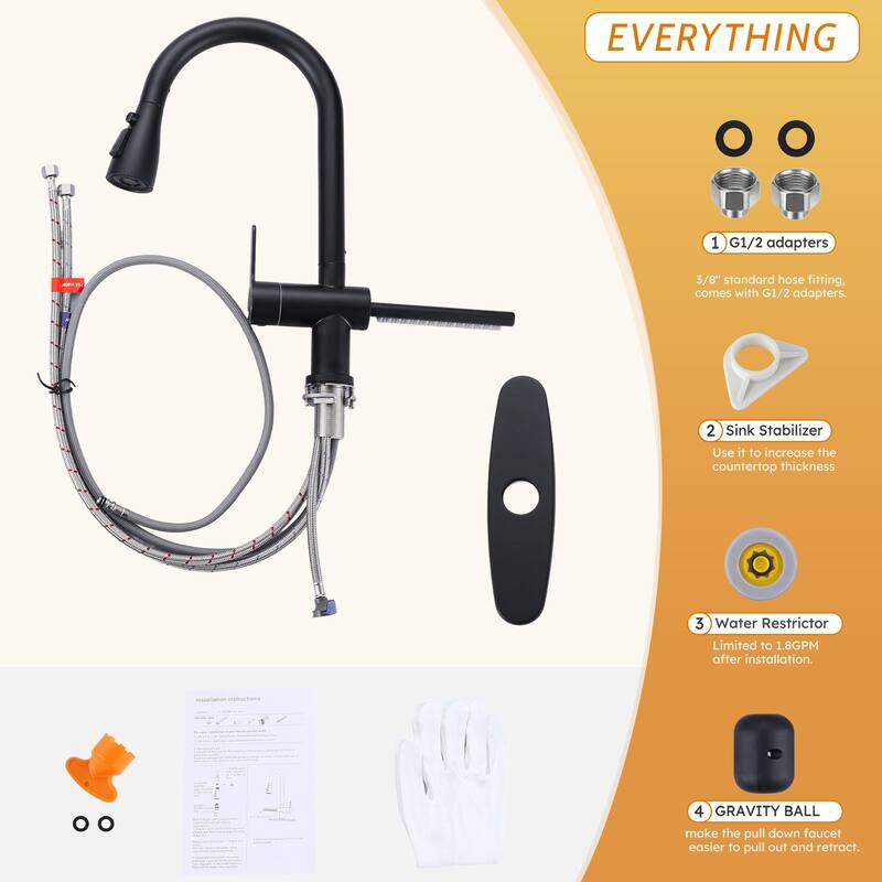 WOWOW Three Function Pull Down Kitchen Faucet with Additional Spout