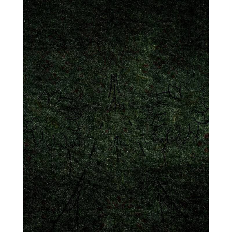 Overton Hand Knotted Wool Vintage Inspired Modern Contemporary Overdyed Black Runner Rug - 2' 6" x 11' 10"
