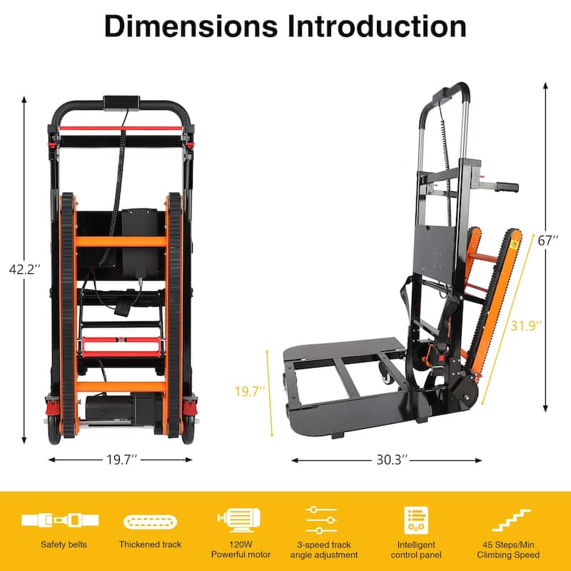 Electric Stair Climbing Dolly Electric Stair Climbing Hand Trucks 441-880lb Capacity