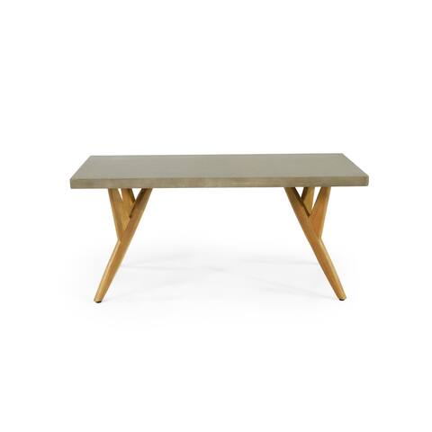 Mulligan Outdoor Acacia Wood and Cast Stone Coffee Table by Christopher Knight Home-