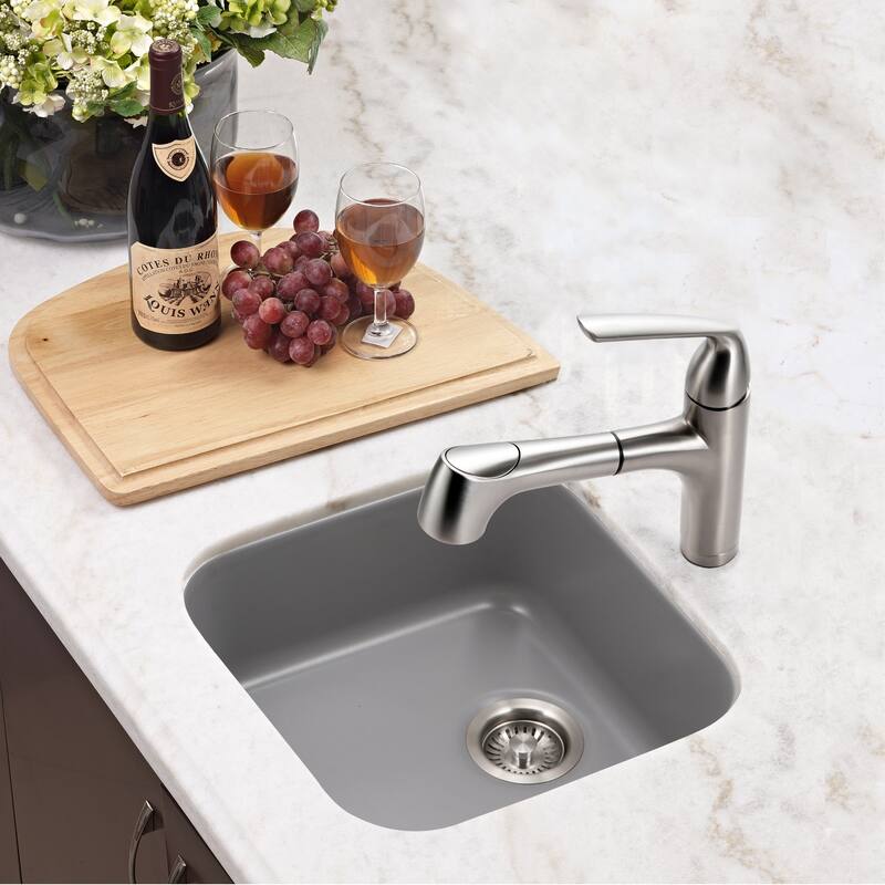 Houzer Platus 18-7/8" Undermount Single Basin Fireclay Bar Sink