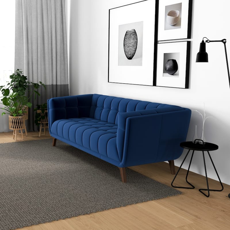 Kameron Mid Century Modern Style Channel Tufted Sofa Couch for Living Room