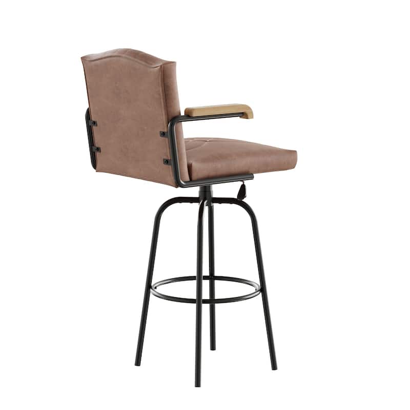 VECELO Set of 2/4 Velvet Bar Height Stools with Back, Upholstered Seat, Wood Armrests, Metal Legs, 30" Tall Bar Chairs