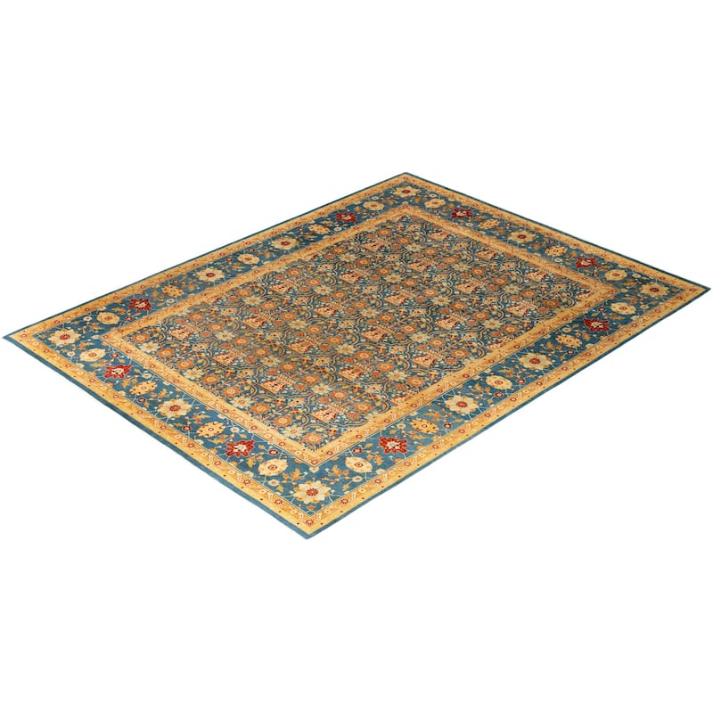 Overdyed, One-of-a-Kind Hand-Knotted Area Rug - Blue - 9' 1" x 11' 10"
