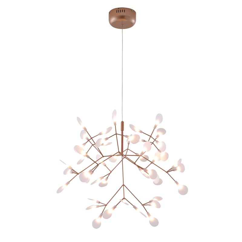 45 Light Copper LED Chandelier With White Acrylic Shades
