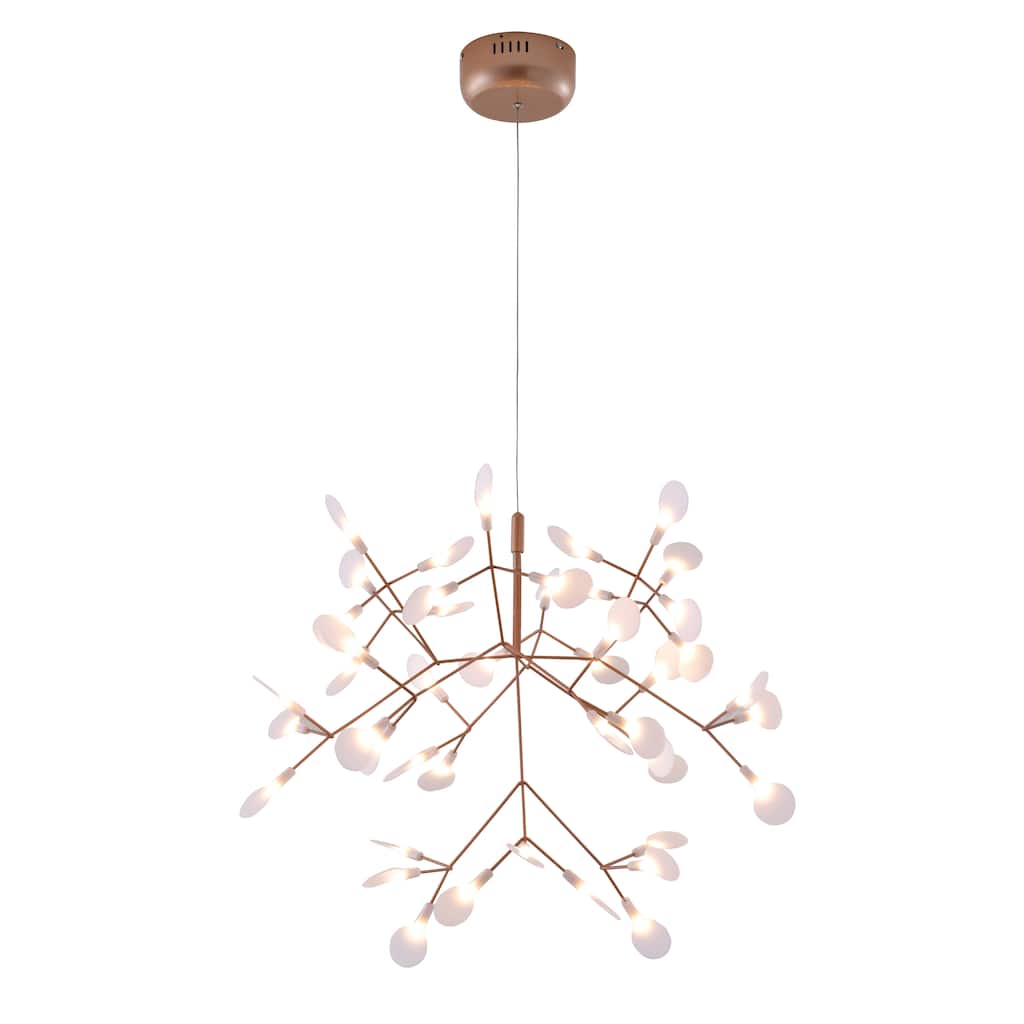 45 Light Copper LED Chandelier With White Acrylic Shades
