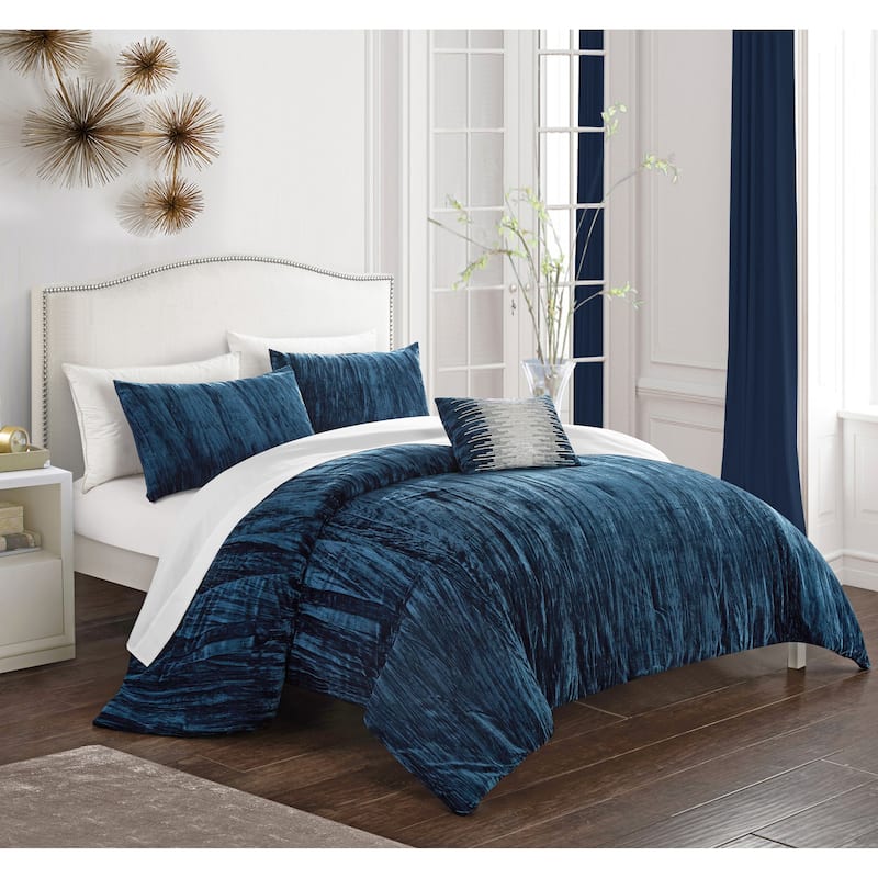 Chic Home Kerk 4 Piece Comforter Set Crinkle Crushed Velvet Bedding