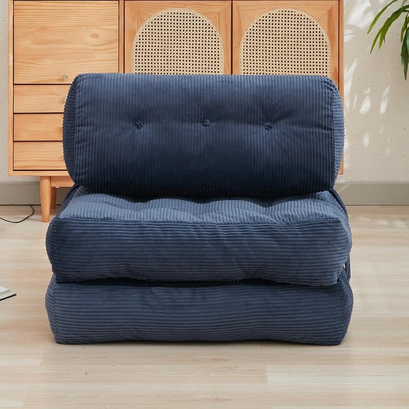 Mixoy W32''/W50'' Corded Velvet Fabric Folding Floor Lazy Futon Sofa Bed