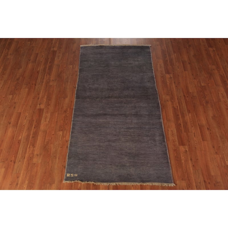 Gray Gabbeh Oriental Rug Hand-Knotted Foyer Wool Carpet - 3'3" x 6'4"