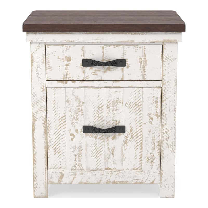 Ynez Farmhouse White Pine 4-Piece Panel Bedroom Set with USB Port by Furniture of America