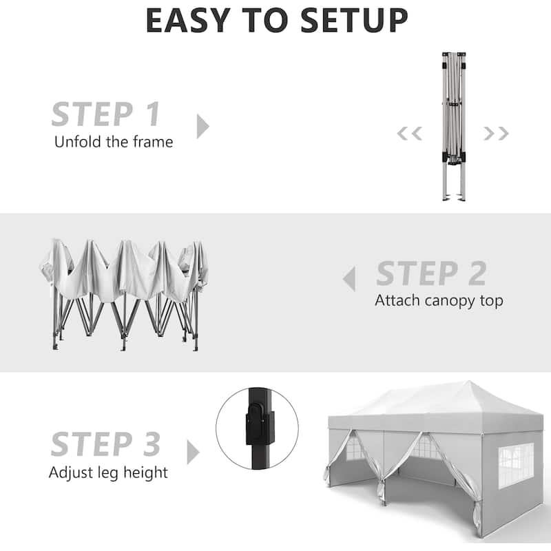Ainfox 10x20 Heavy Duty Pop up Canopy Tent,Outdoor Shade Instant Folding Event Gazebo with Wheeled Bag