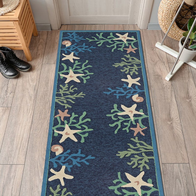 Dream Decor Rugs Picadilly Coral Reef Blue Green Outdoor Area Rug