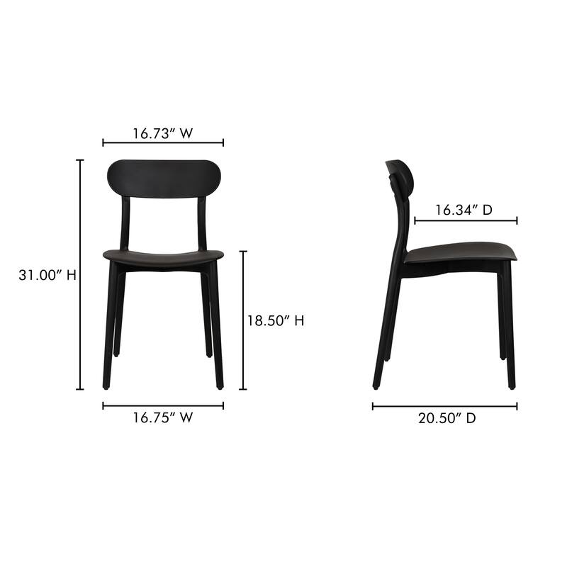 NADAAL STUDIOS Vance, Patio Dining Chairs, Black, Set of Two - 16.75 X 20.5 X 31