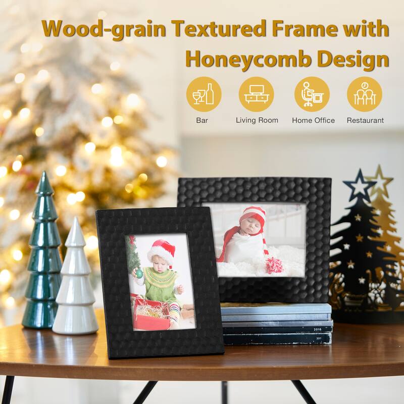 Glitzhome Set of 2 Xmas Honeycomb Resin Wall Tabletop Picture Frames-4x6,5x7