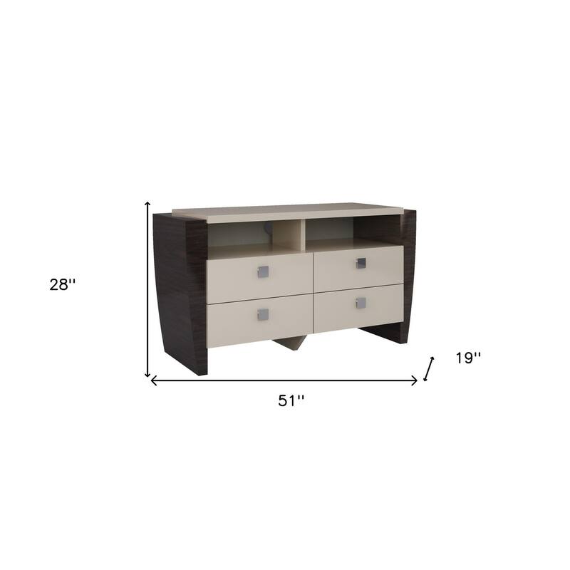 HomeRoots 51" Beige Enclosed and Open Storage - 51.00 in. x 28.00 in. x 19.00 in.
