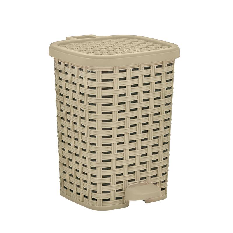 Superio Rattan Step On Trash Can with Removable Liner